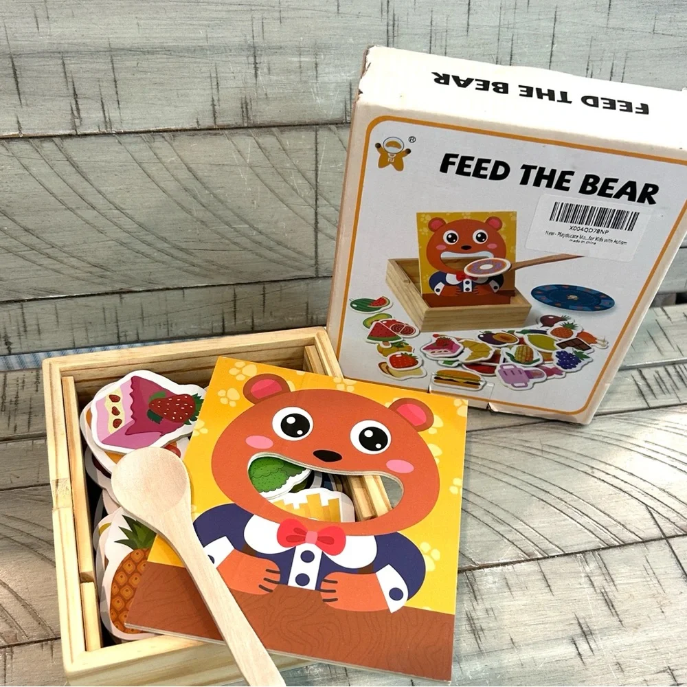 Wooden Feeding Toy - Montessori Pretend Play Food Set for Toddlers 1-4 NIB
